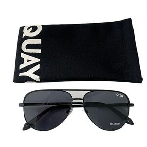 Quay Australia Black Polarized Aviator Sunglasses